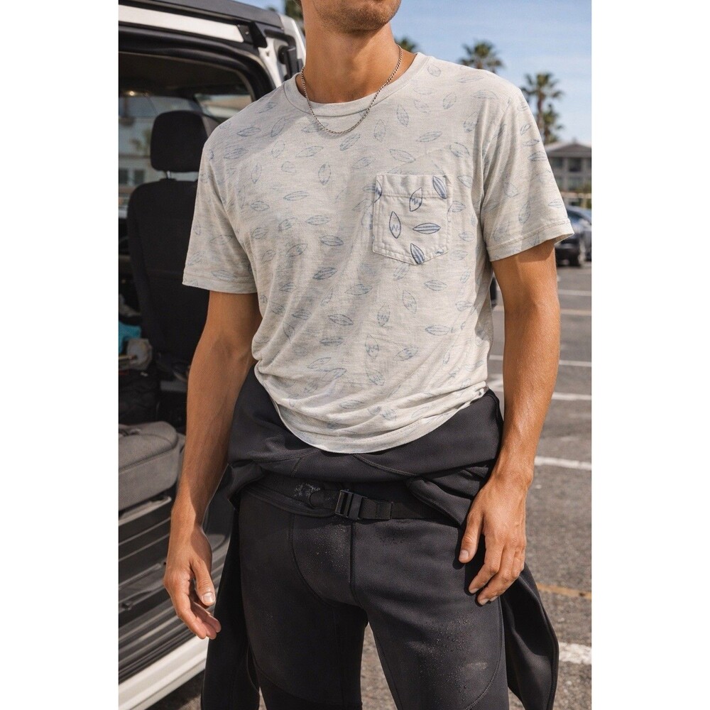 Chip & pepper Y2K Reverse Print Tee Slub Cotton Surfboard Coastal Surfer Skater